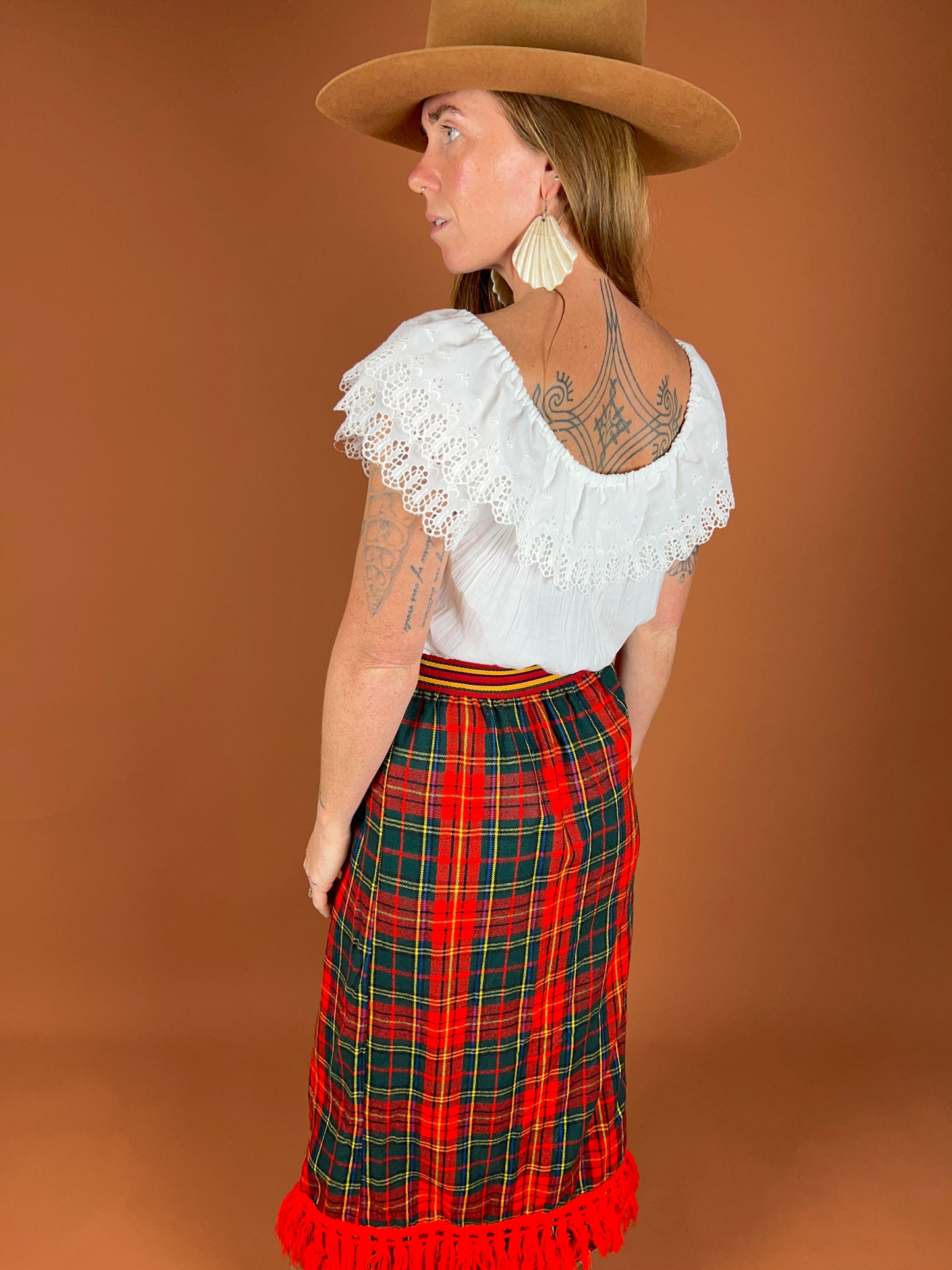 VINTAGE 60's Wool Tartan Skirt 6-12