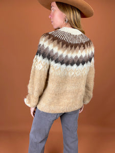 VTG 70's Handmade Knit Mohair Wool Scandinavian Jumper 10-12
