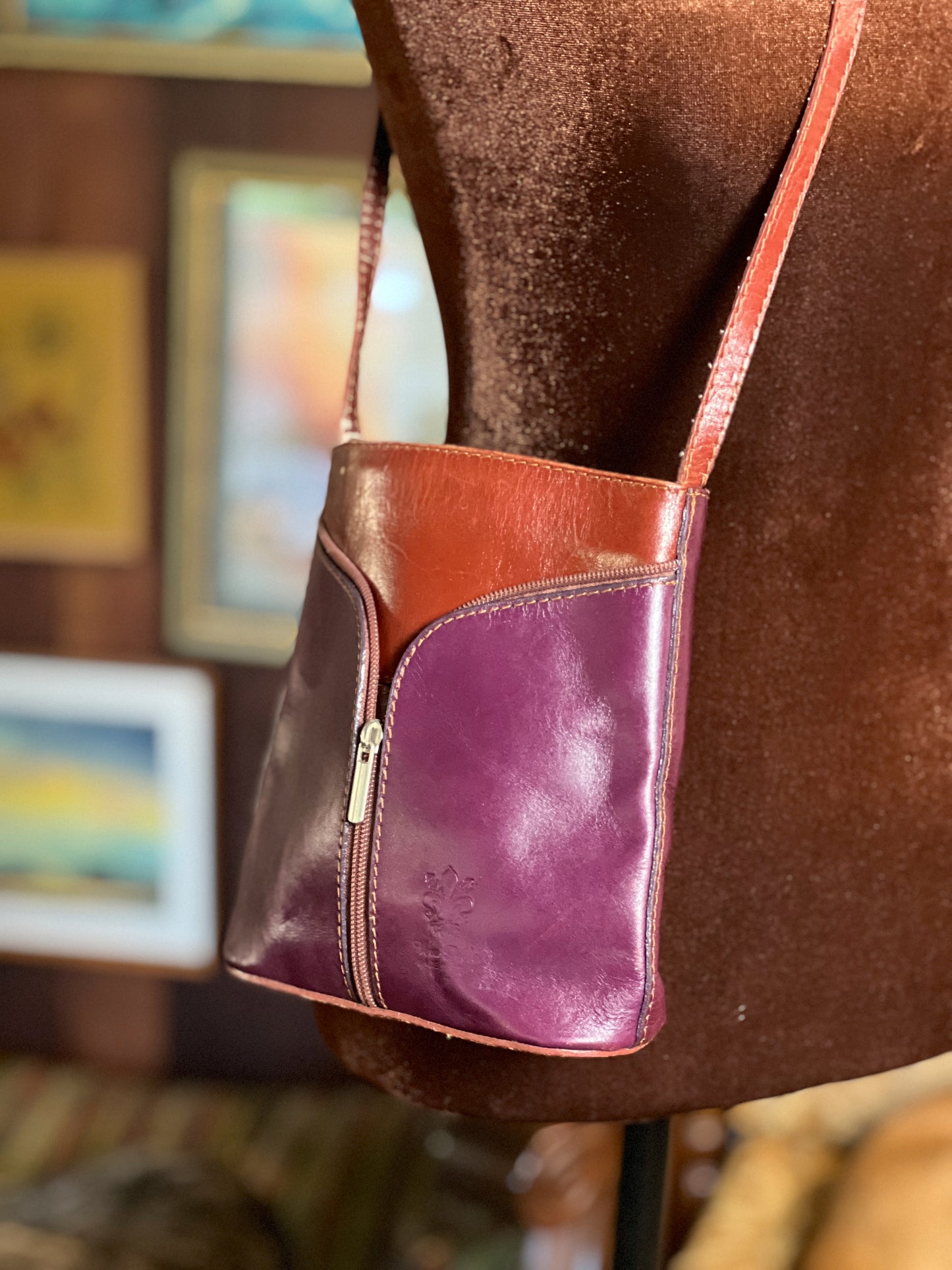 VTG 70’s Two Tone Zip Leather Shoulder Bag