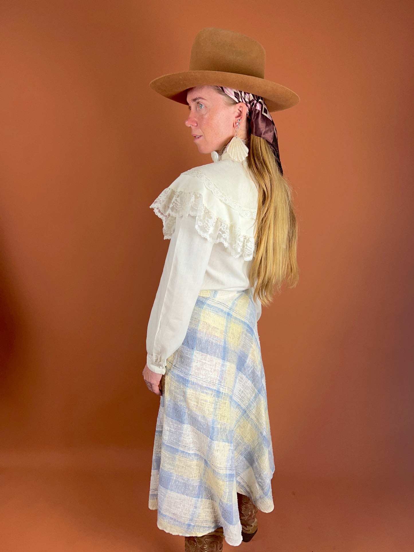 VINTAGE 70's Plaid Bias Skirt 12