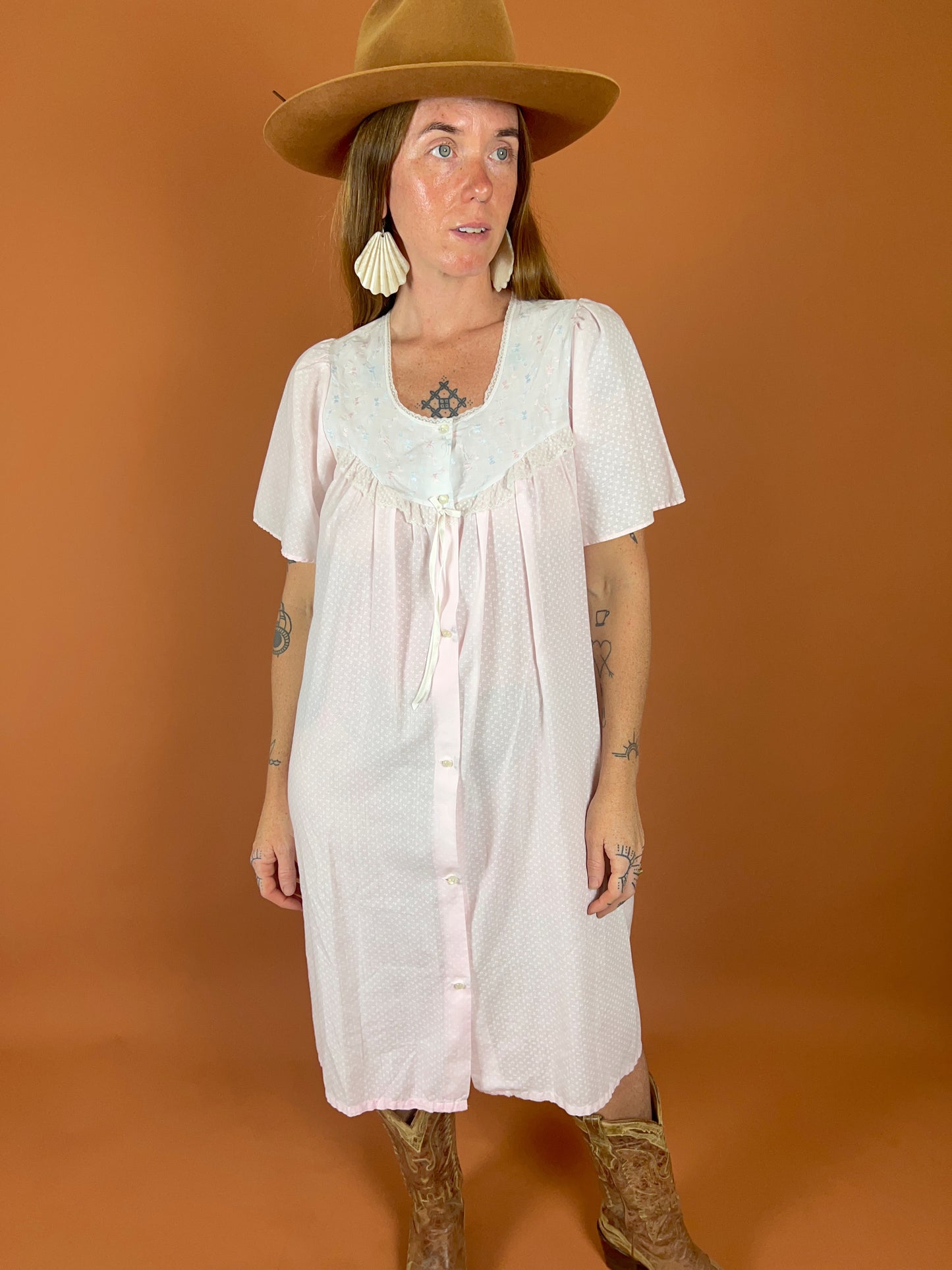 VINTAGE 70's Nightgown Midi Dress 12