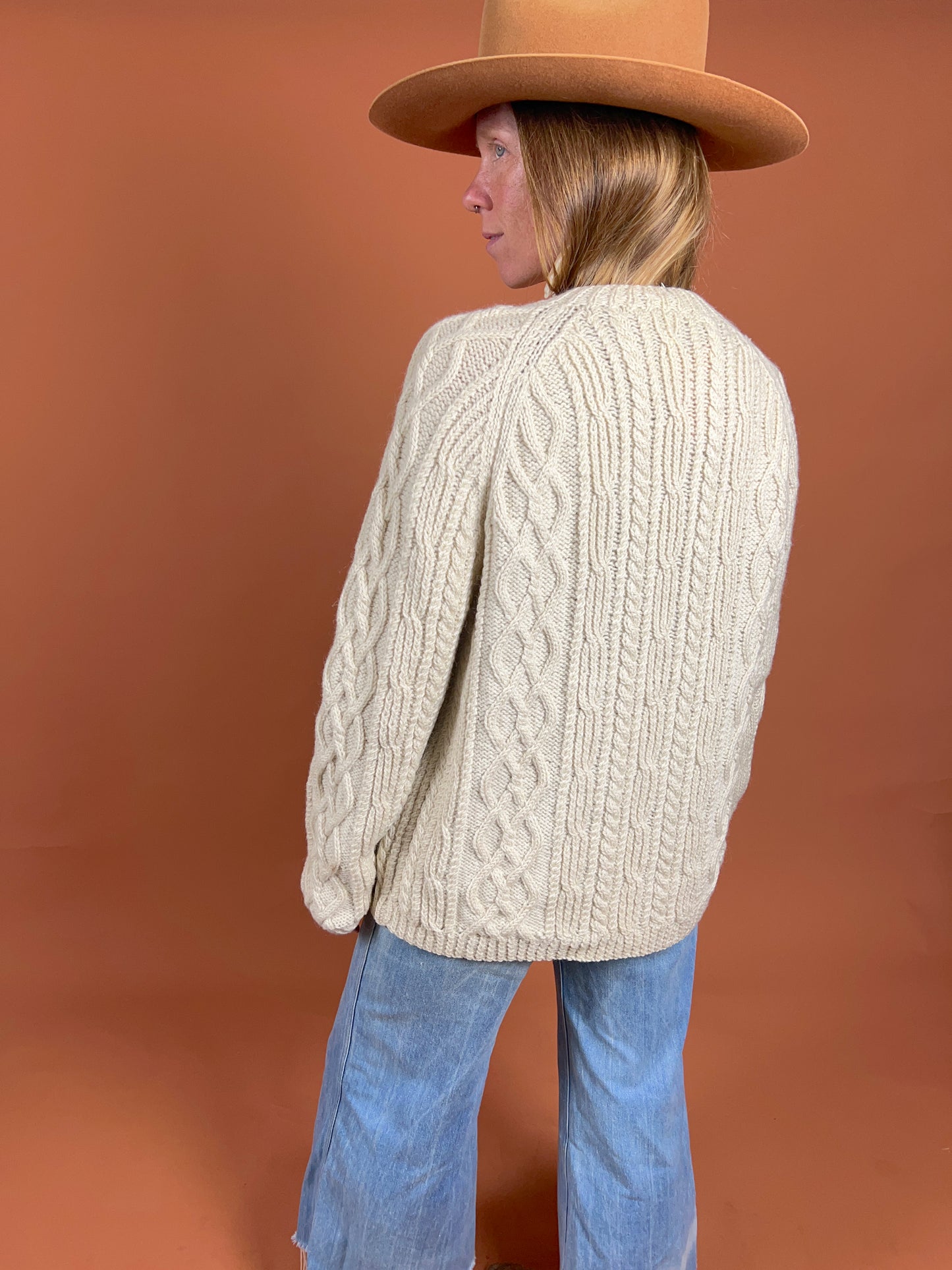 VINTAGE 70's Irish Knit Cardigan 12-14