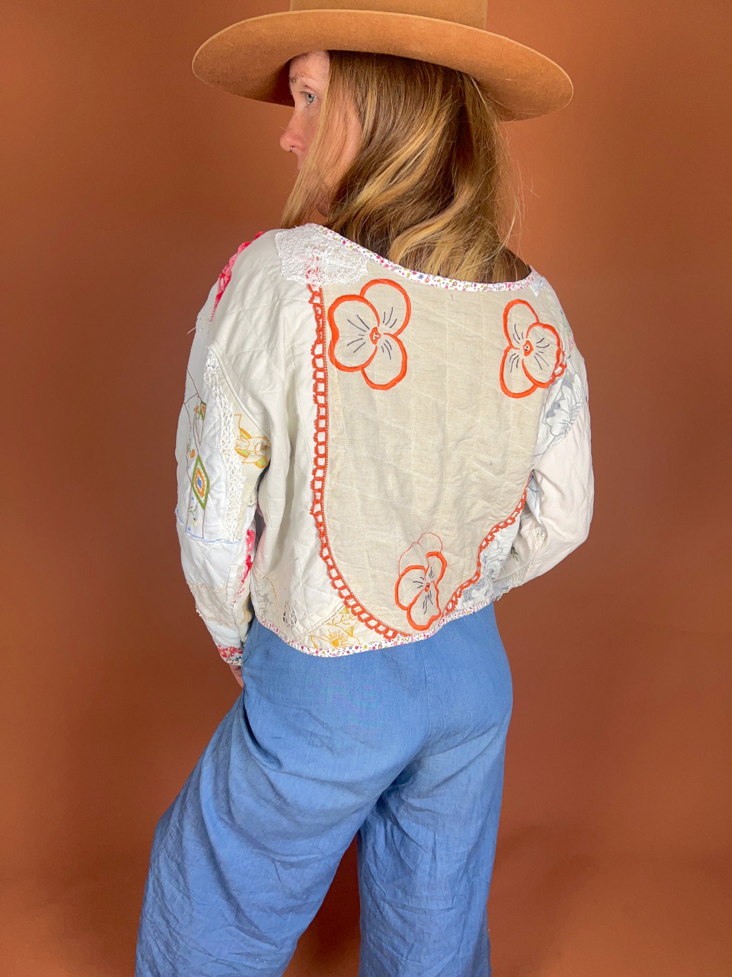 SECOND SHINE SLOW FASHION Up-Cycled Tea Towel & Tablecloth Jacket 8-12