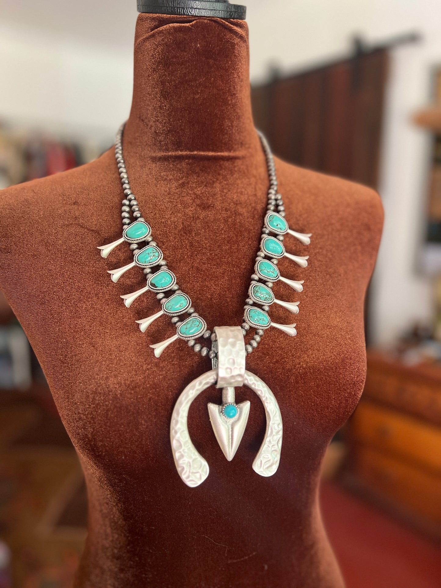 ISAC Squash Blossom Turquoise Necklace