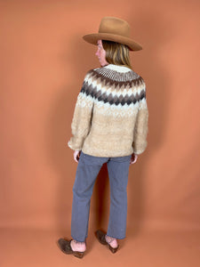 VTG 70's Handmade Knit Mohair Wool Scandinavian Jumper 10-12