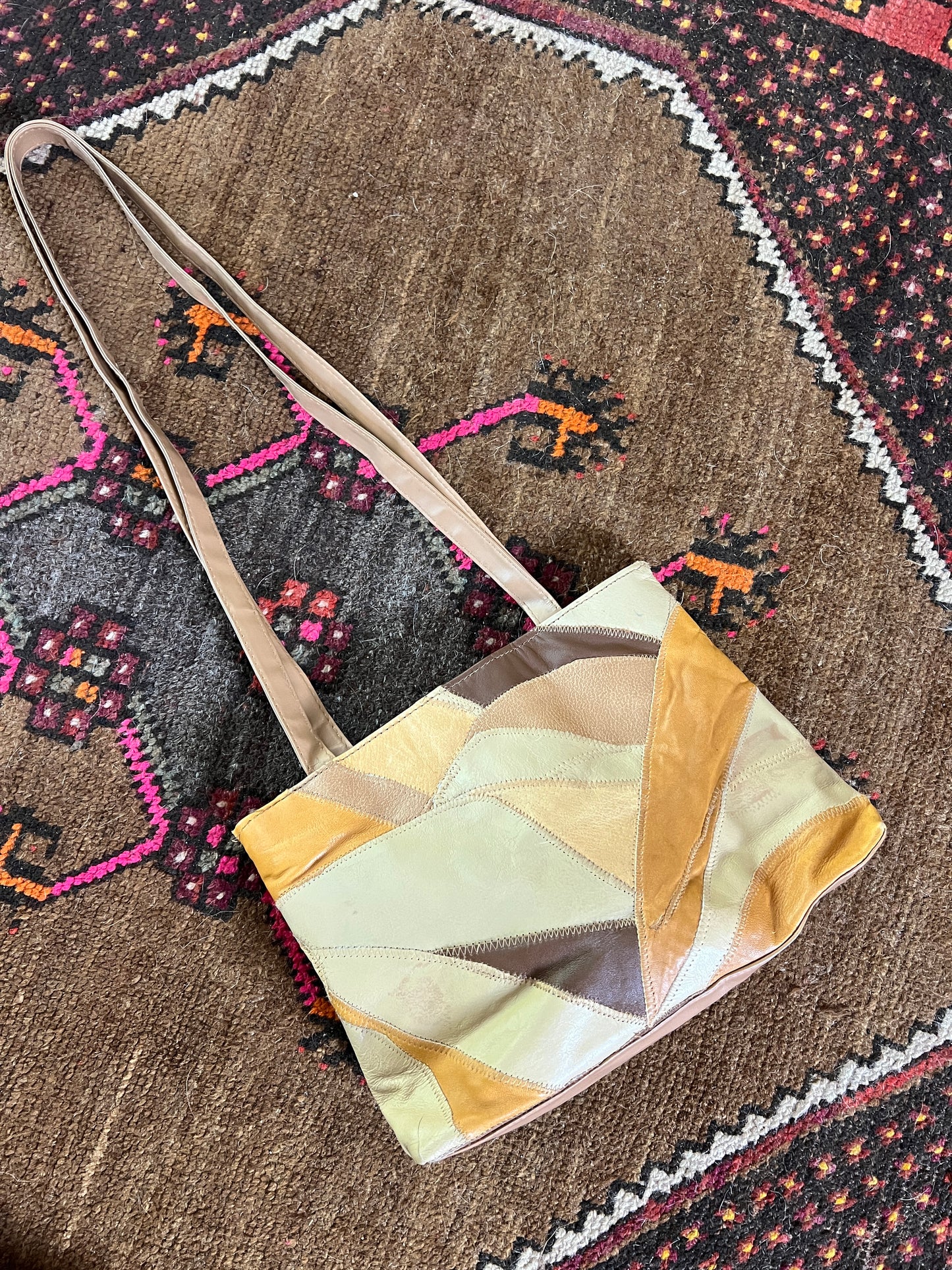 VINTAGE 90's Stefano Patchwork Leather Shoulder Bag