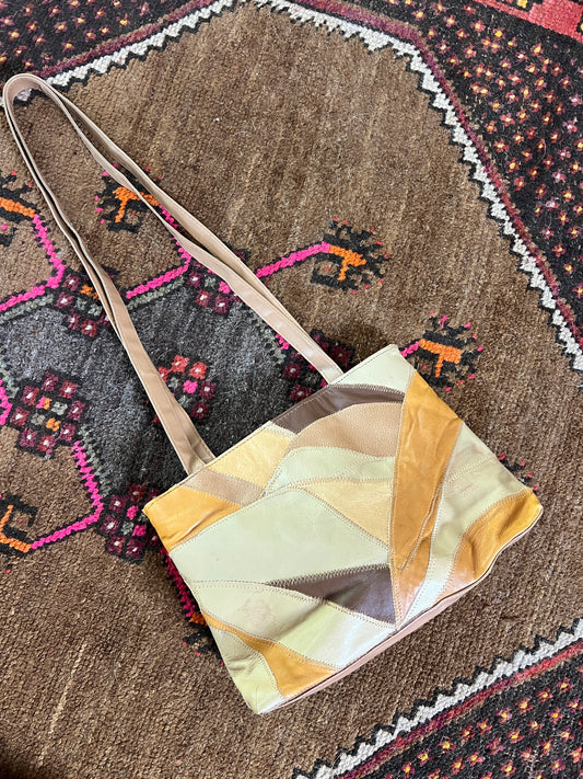 VINTAGE 90's Stefano Patchwork Leather Shoulder Bag