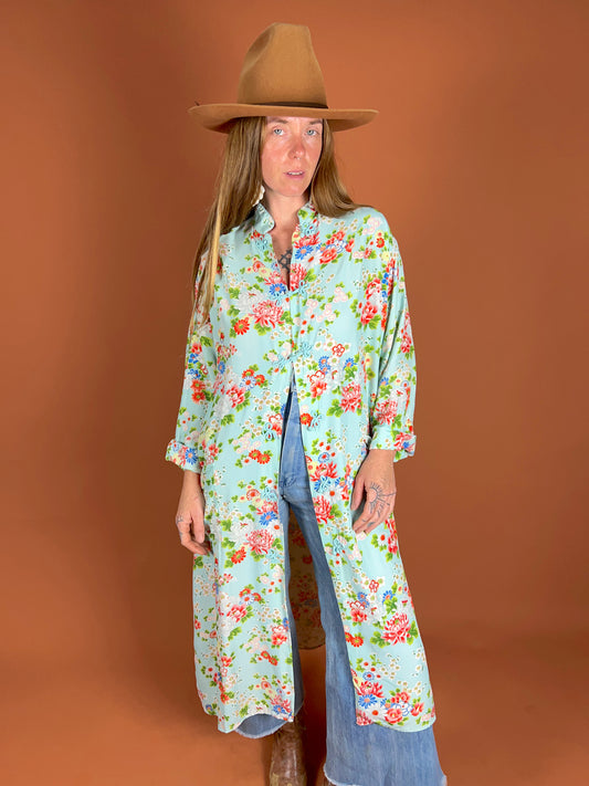 VINTAGE 70's Japanese Floral Robe OS
