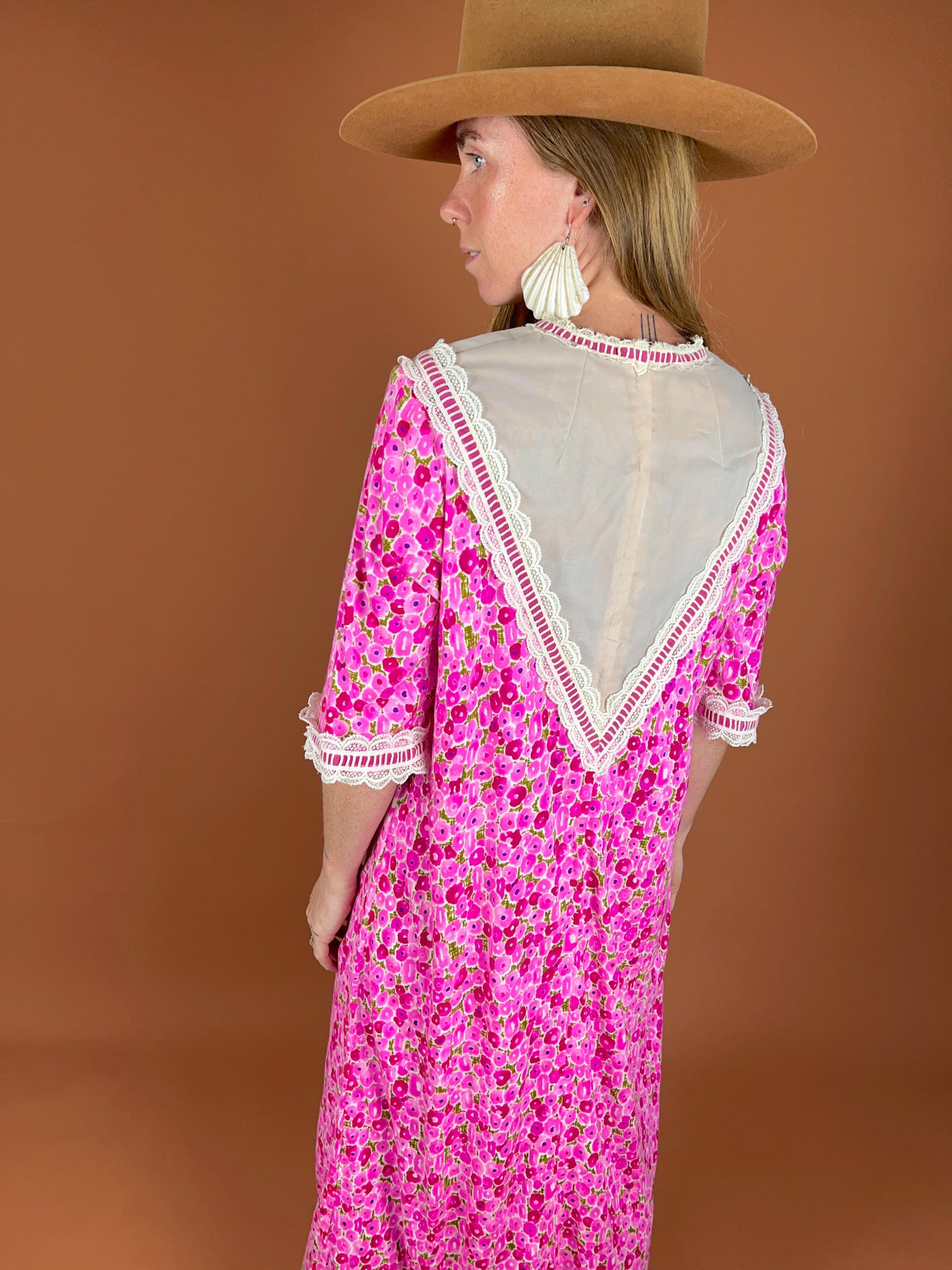 VINTAGE 60's Floral Maxi Dress 12-14