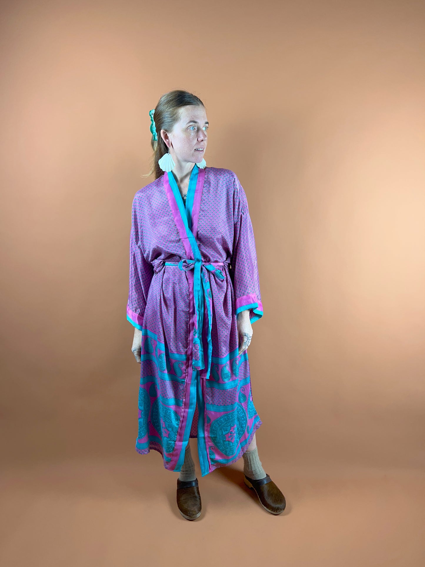 UPCYCLED Indian Silk Robe OS