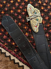 Load image into Gallery viewer, VTG 70&#39;s Butterfly Gem Black Leather Belt 10-14