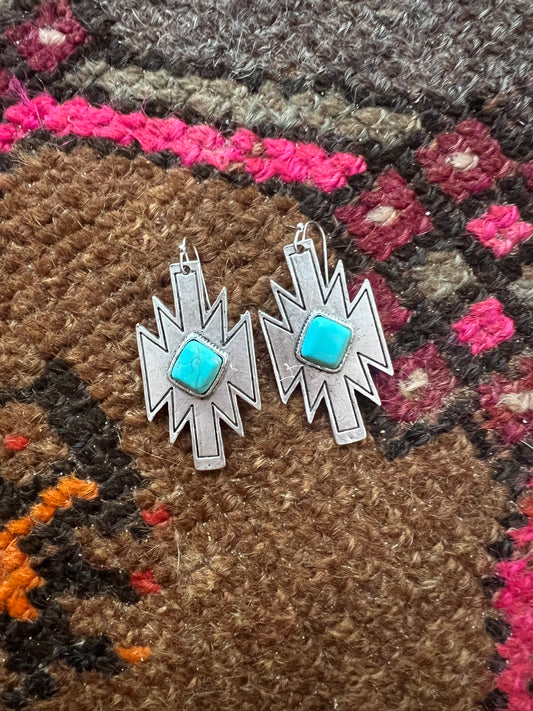 ISAC Bohemian Aztec Turquoise Earrings