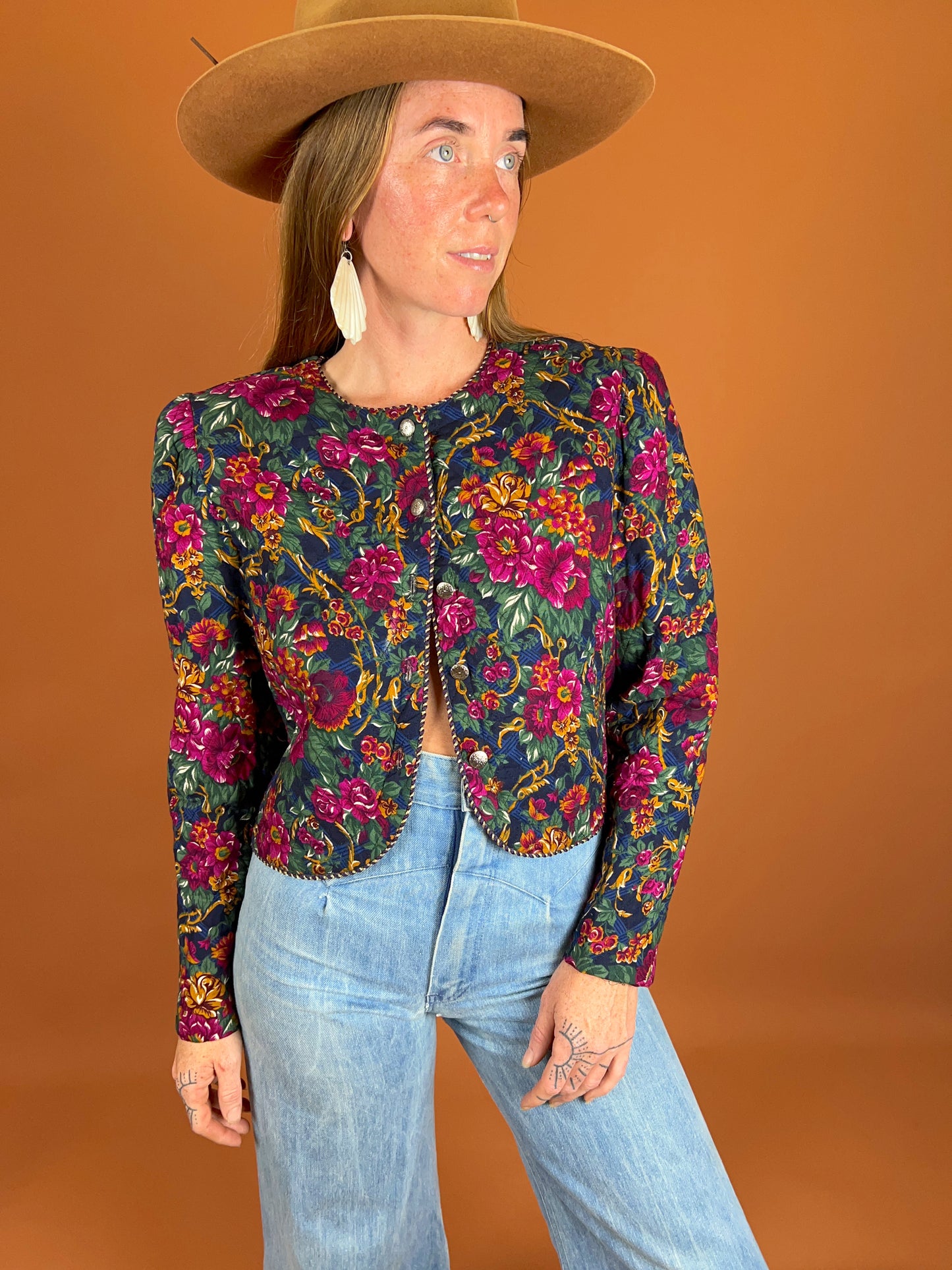 VINTAGE 70's Quilted Crop Jacket 10-12