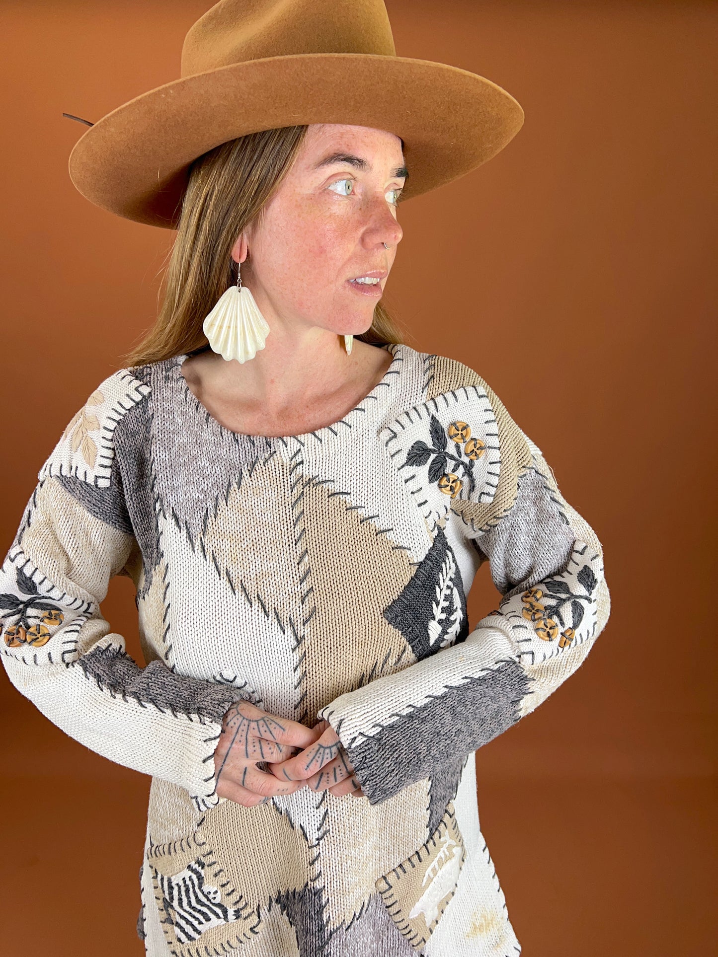 VINTAGE 80's Cotton Knit Animal Jumper 10-12