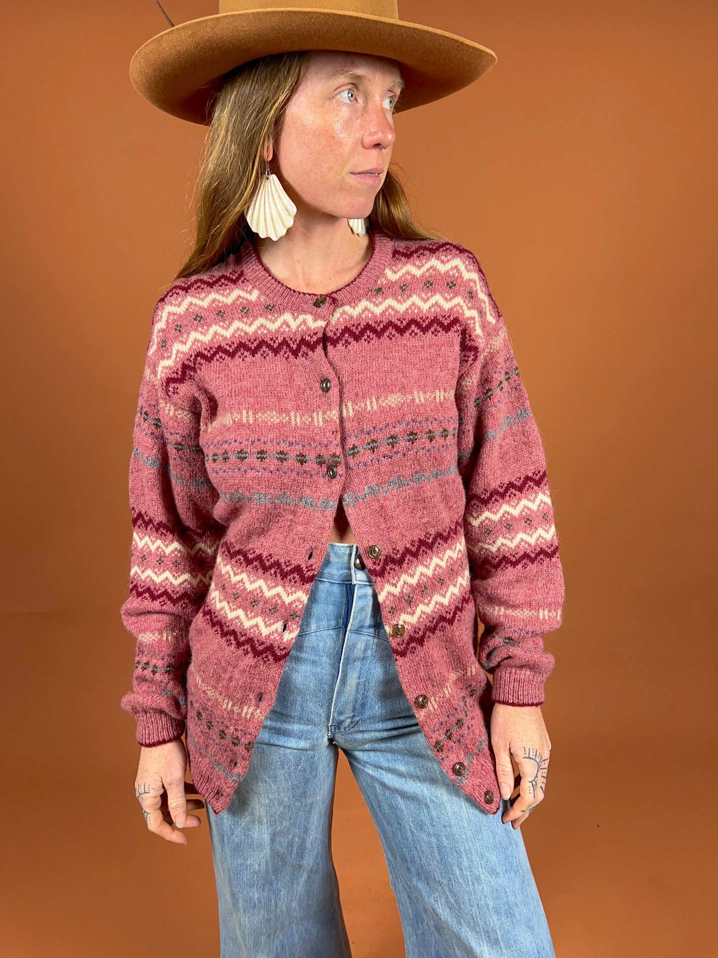 VINTAGE 70's Wool Scandi Cardigan 10