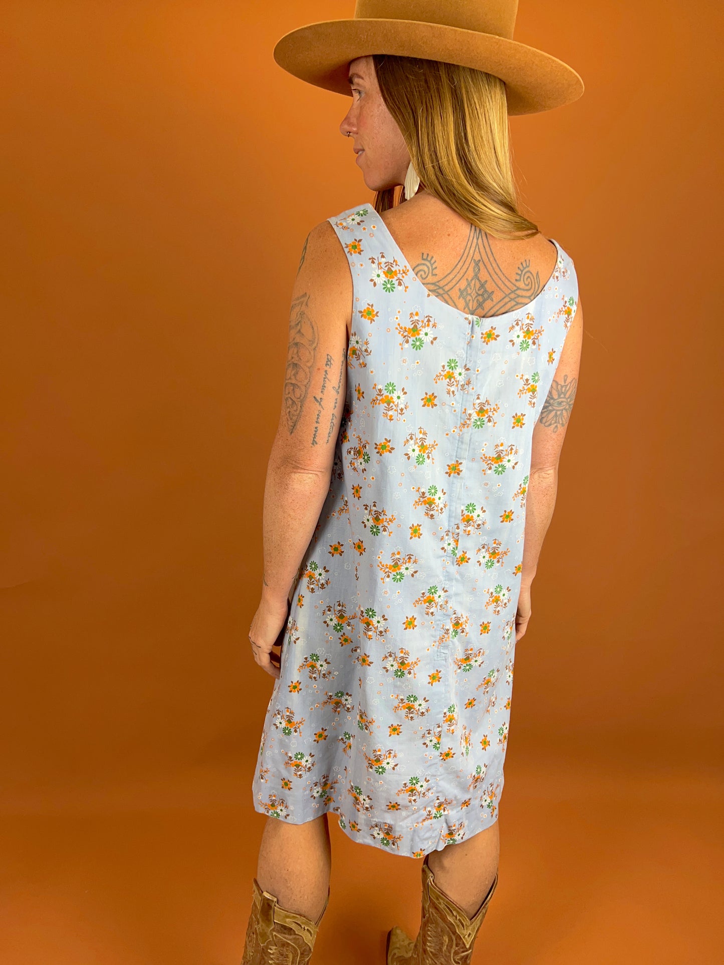VINTAGE 70's Floral Midi Dress 14-16