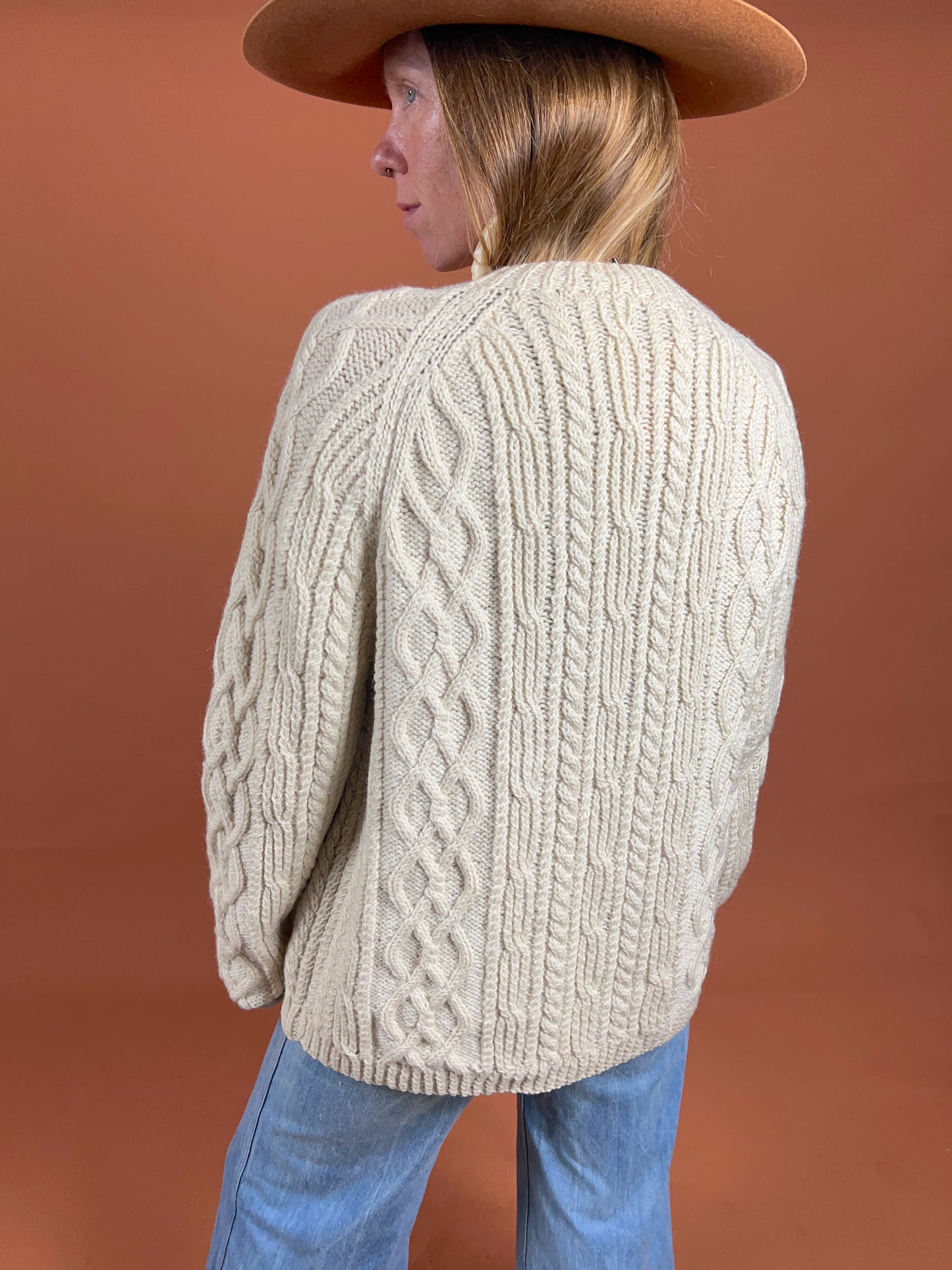 VINTAGE 70's Irish Knit Cardigan 12-14