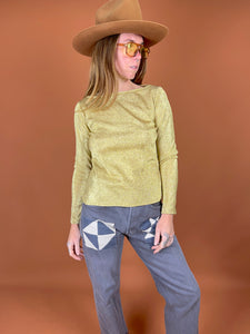 VTG 60's/70's Golden Lurex Shimmer Long Sleeve Top 8