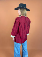 Load image into Gallery viewer, VTG 80&#39;s Velvet Embroidered Long Sleeve Blouse 14