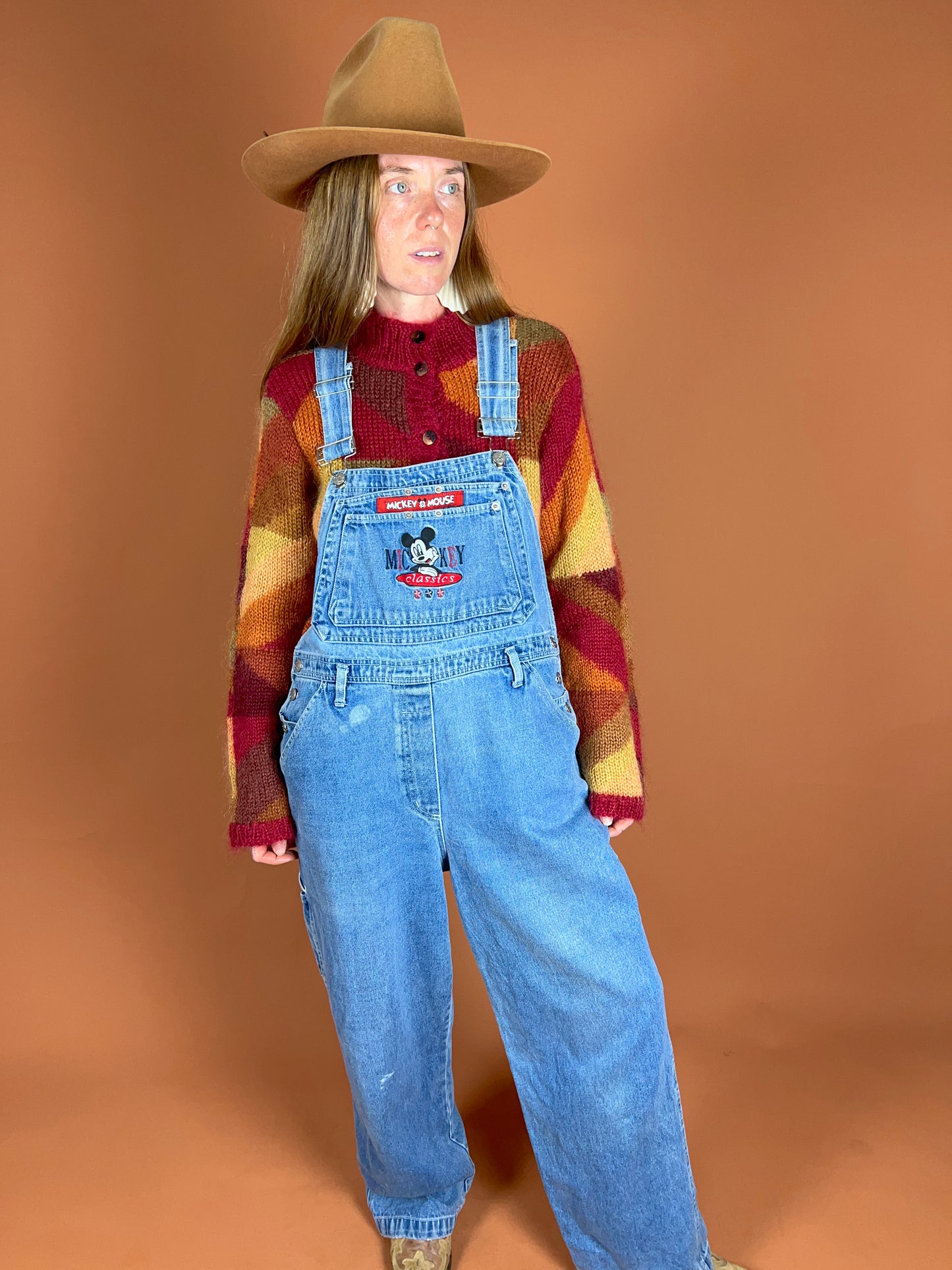 VINTAGE 80's Mickey Mouse Denim Overalls 16