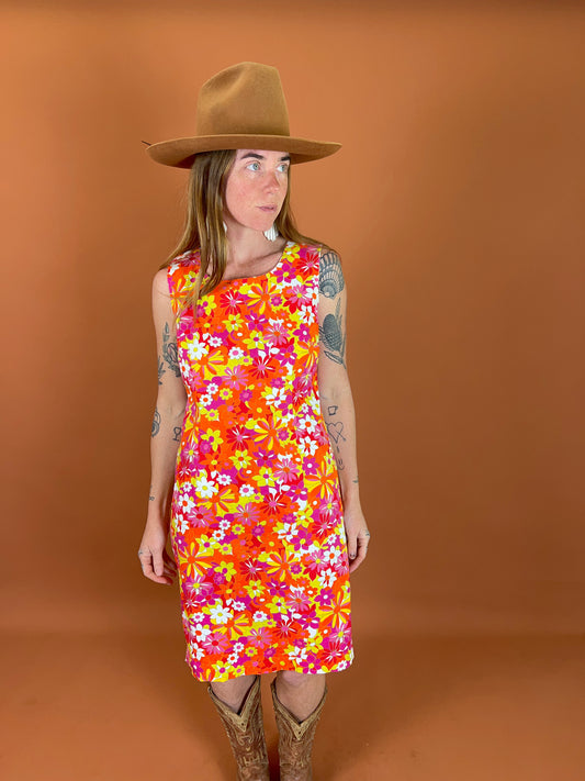 VINTAGE 80's/90's Floral Cotton Mini Dress 10