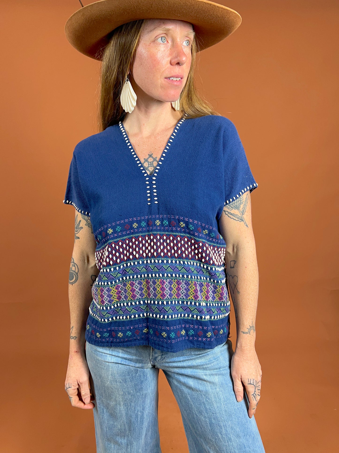 VINTAGE 70's Woven Blouse 10-12