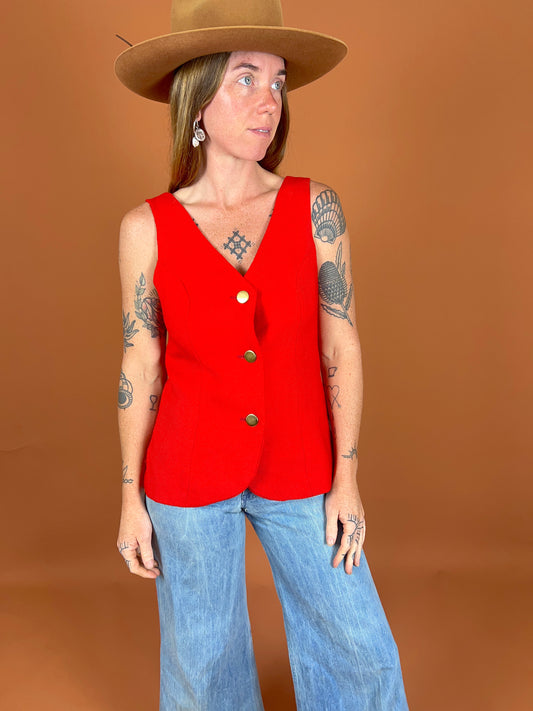 VINTAGE 70s Red Vest 8