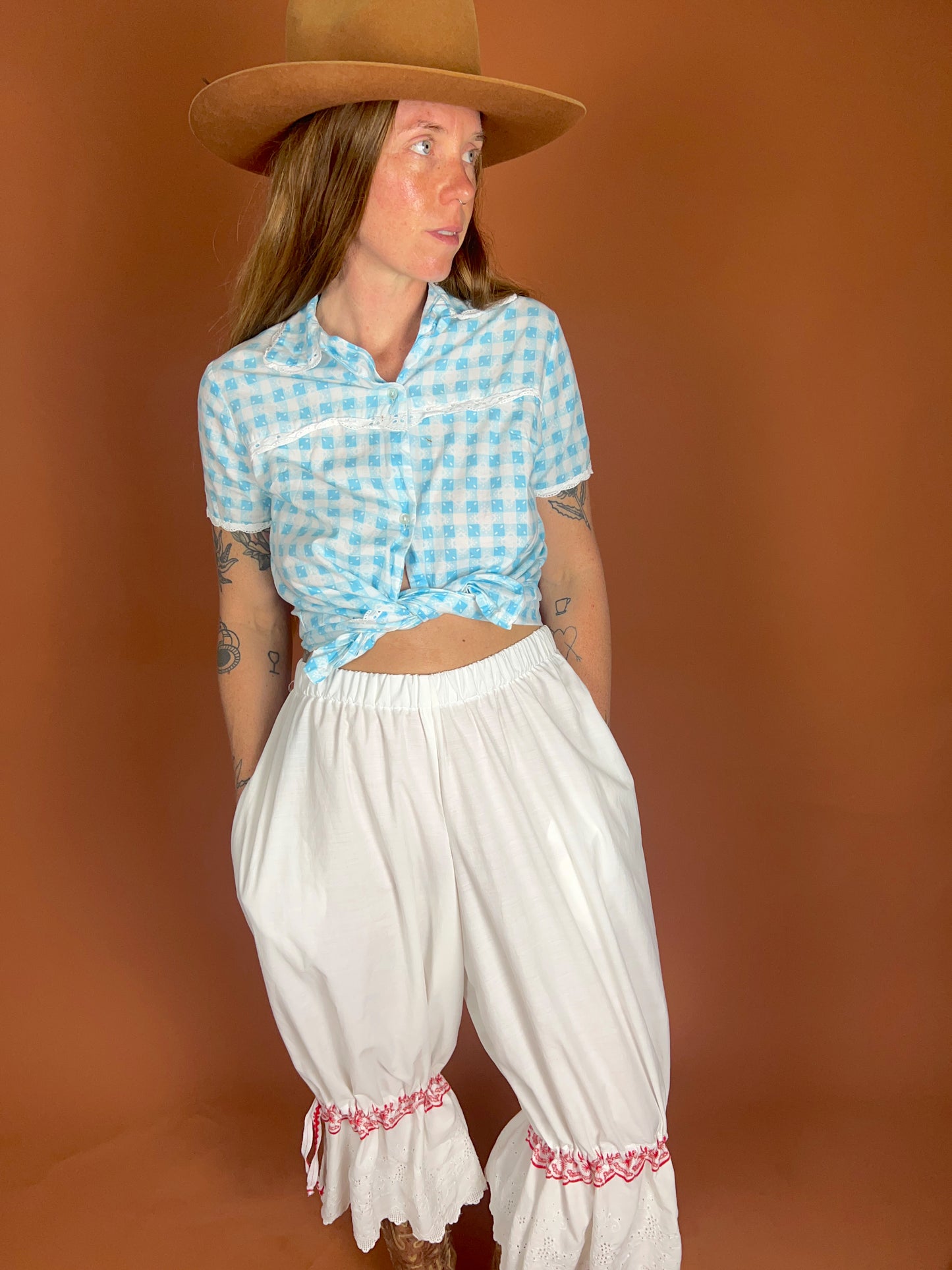 SECOND SHINE SLOW FASHION Up-Cycled Anglaise Long Bloomers 12-16