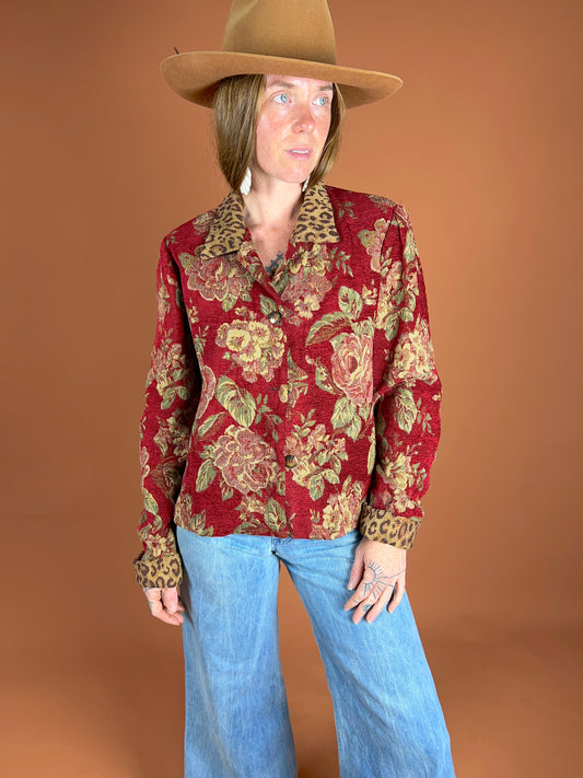 VINTAGE 80's Brocade Jacket 10-12