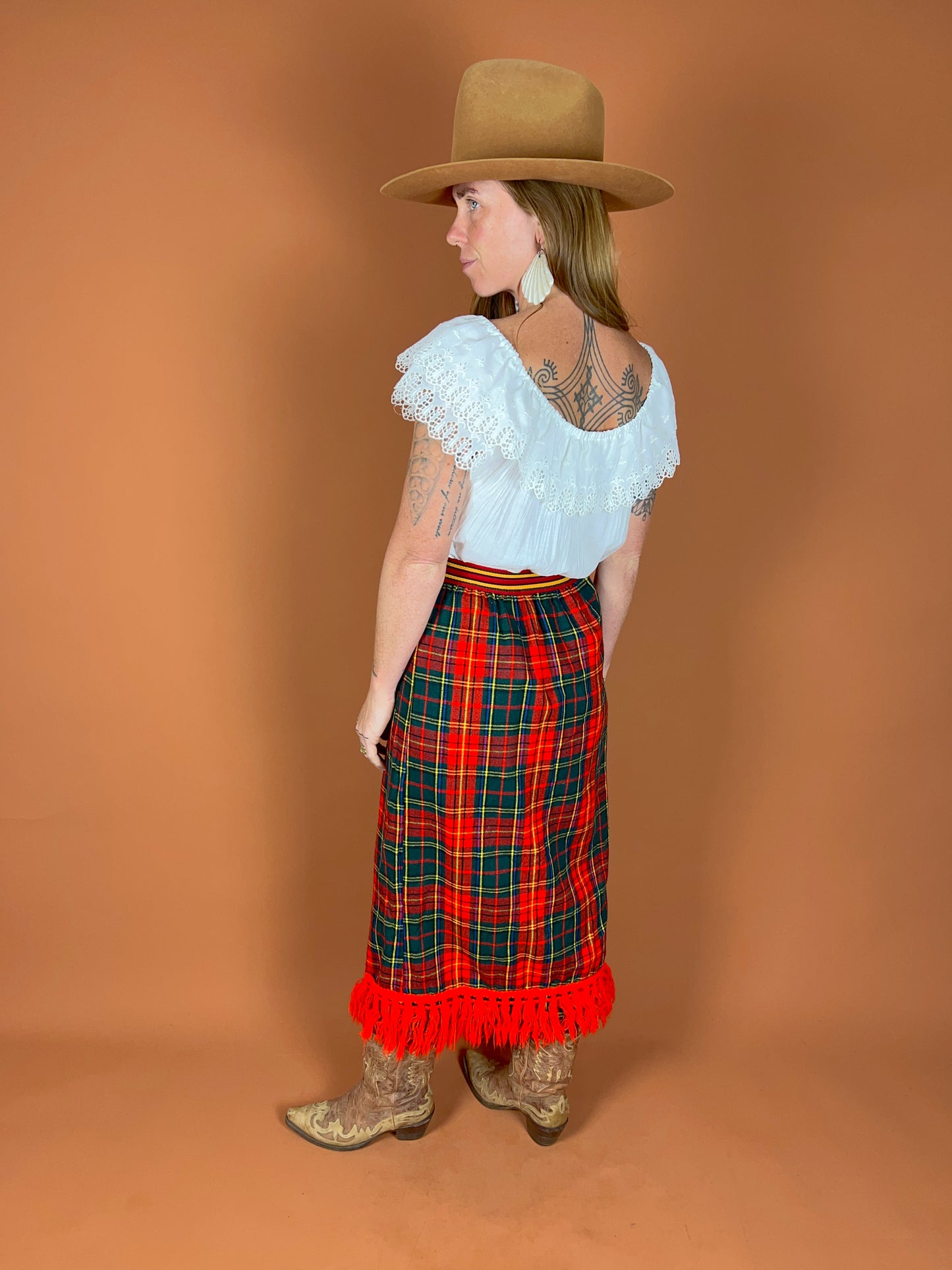 VINTAGE 60's Wool Tartan Skirt 6-12