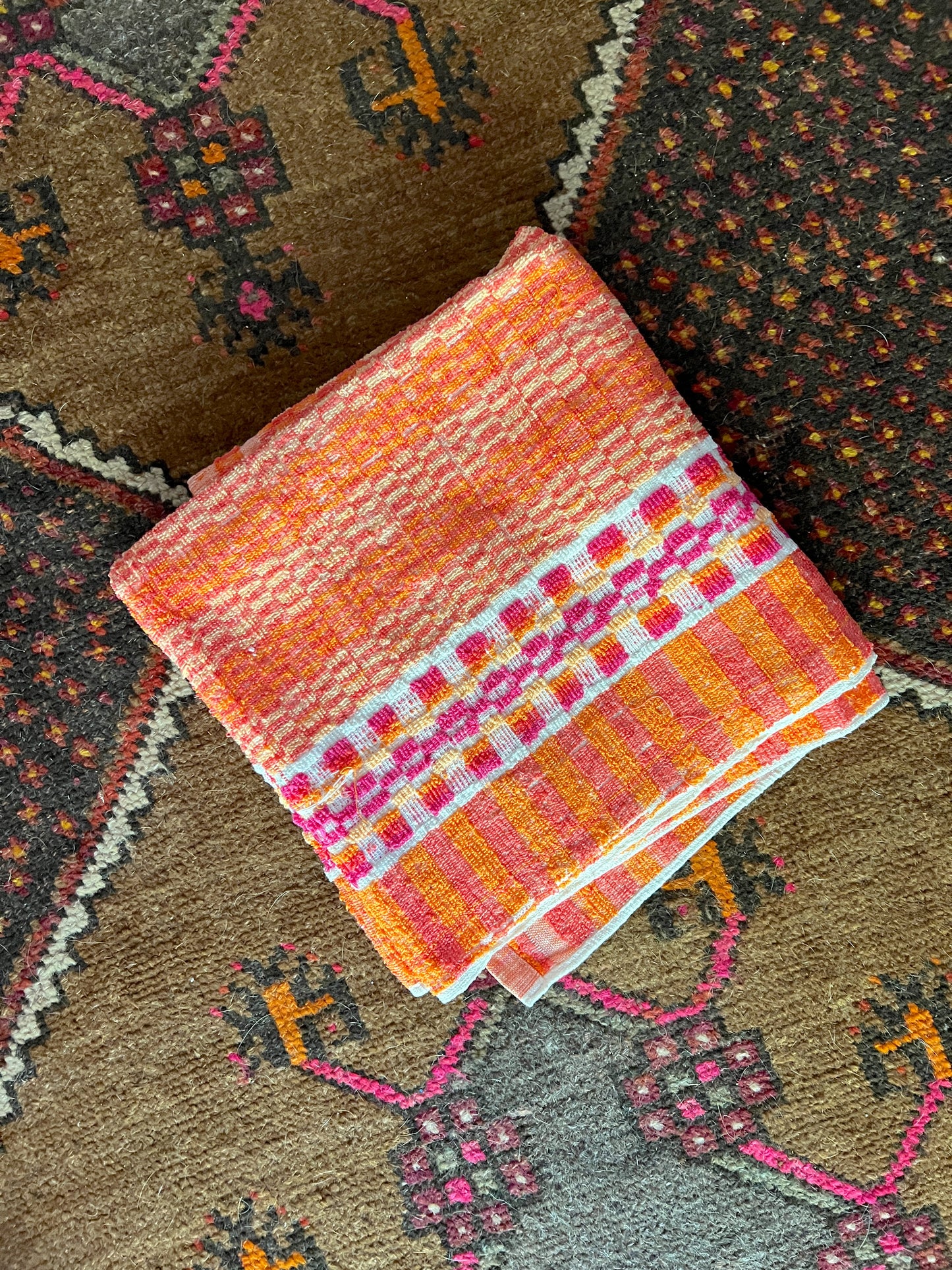 VINTAGE 60's Orange Stripe Towel