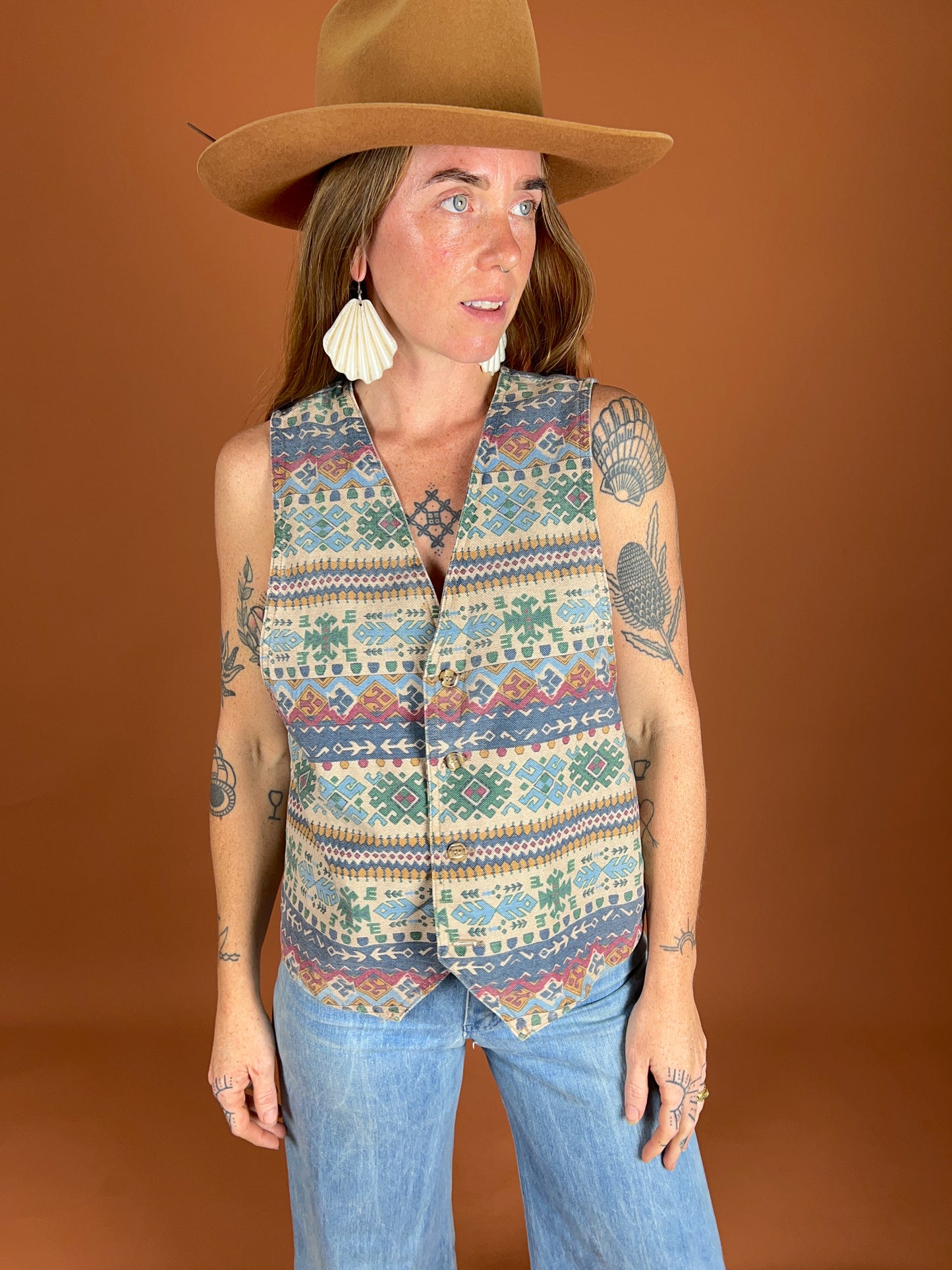 VINTAGE 70's Denim Aztec Vest 12