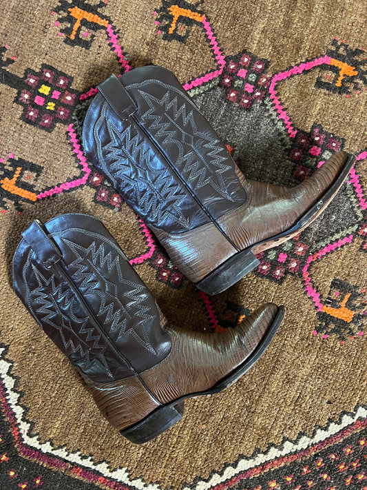 VINTAGE 70's Two Tone Leather Cowboy Boots 36.5/6
