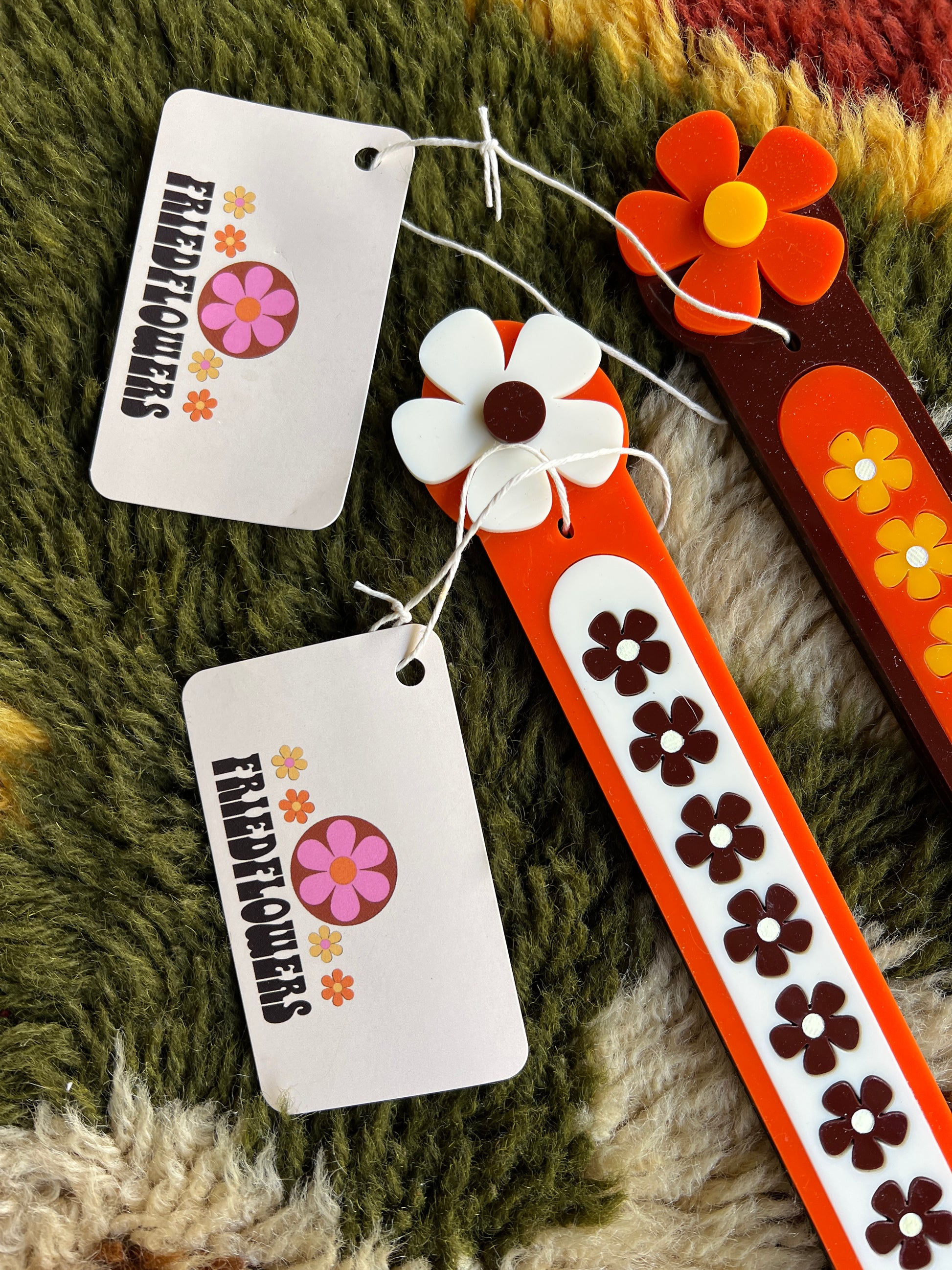 FRIED FLOWERS 1970s Lasercut Retro Groovy Flower Incense holder: Orange