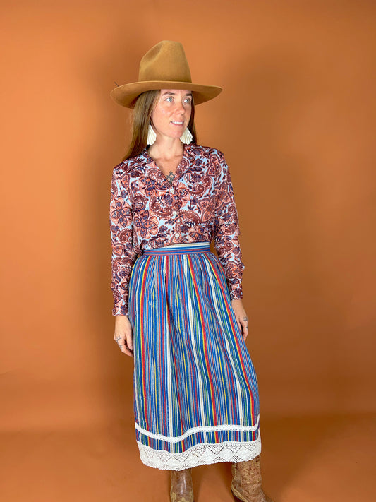 VINTAGE 70's Cotton Lace Skirt 6