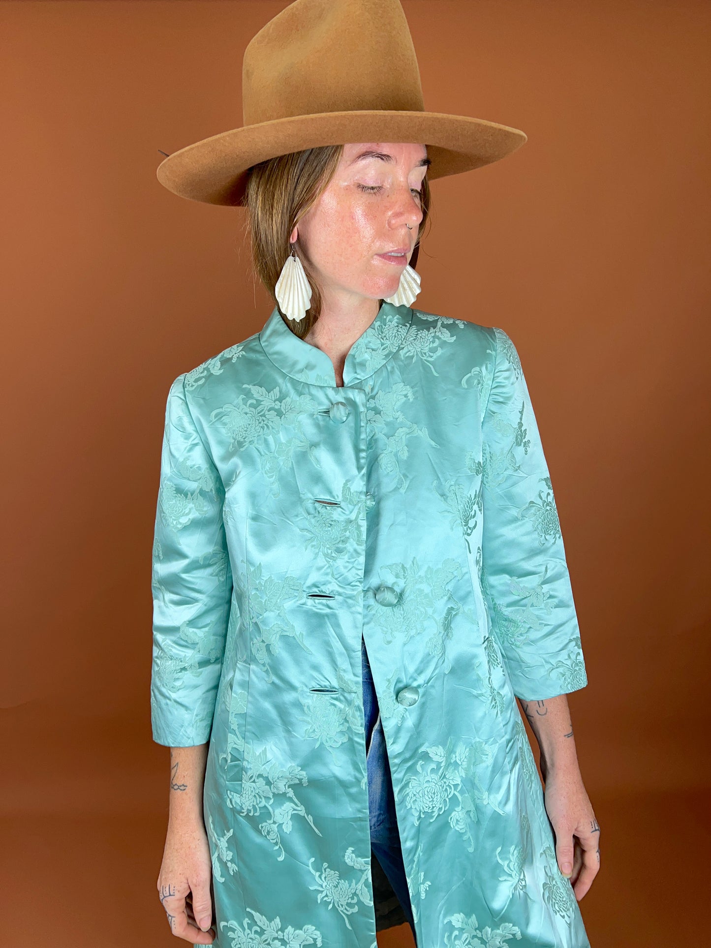 VINTAGE 60's Long Silk Jacket 10