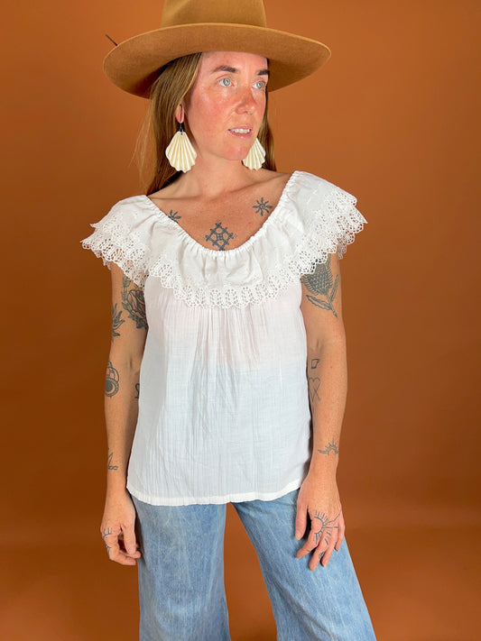 VINTAGE 60's Anglaise Blouse 12-14