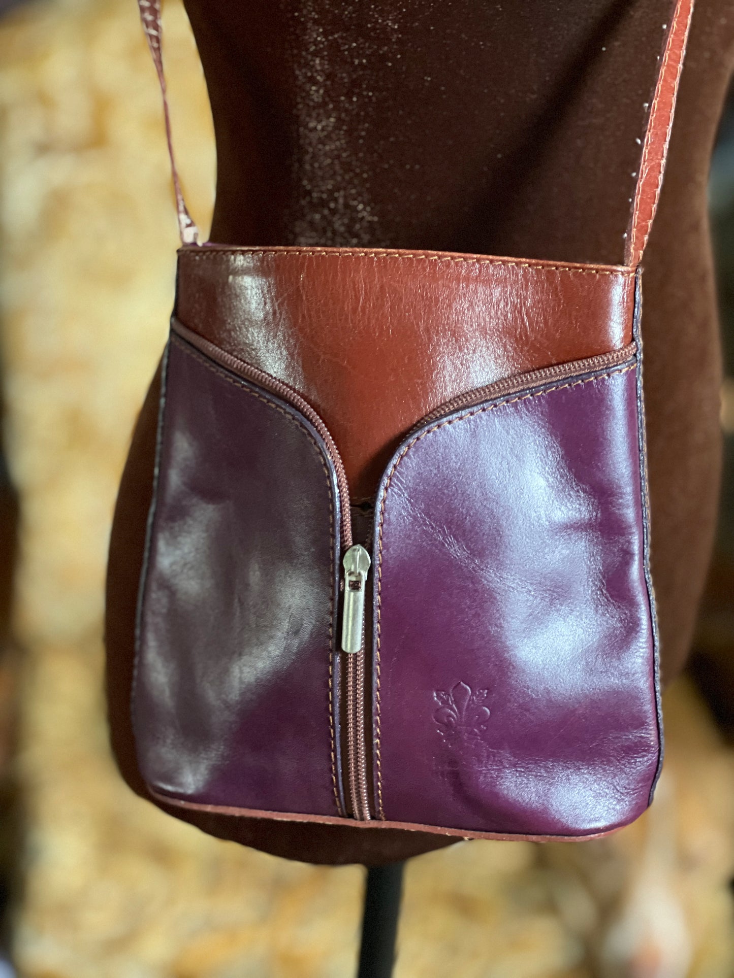 VTG 70’s Two Tone Zip Leather Shoulder Bag