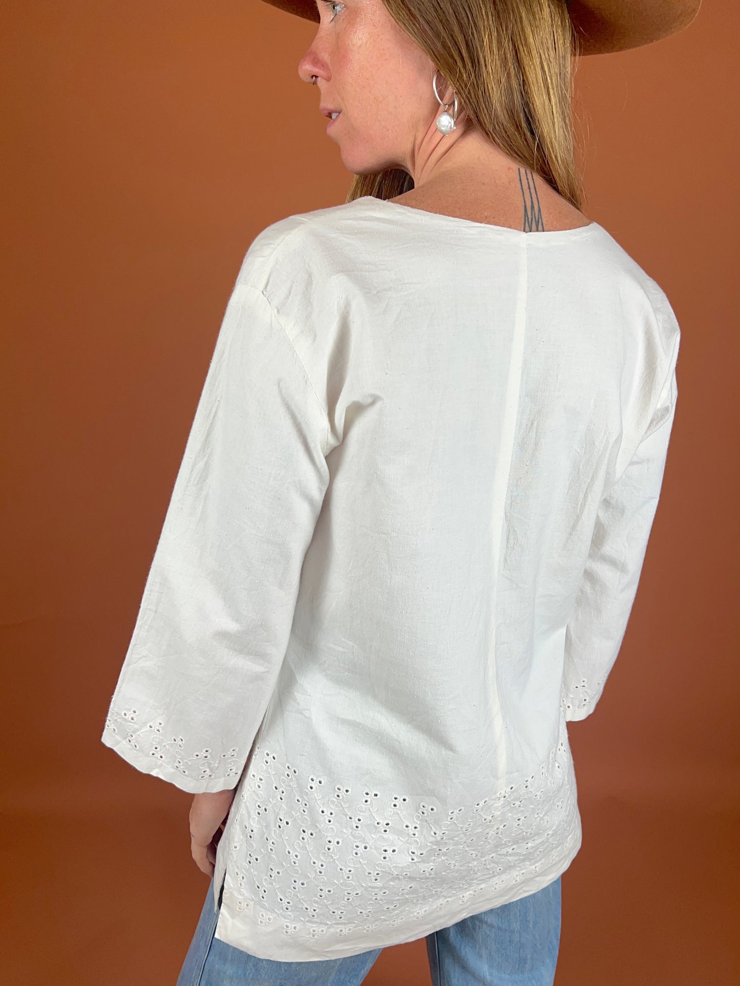 VINTAGE 70's Anglaise Blouse 10-12