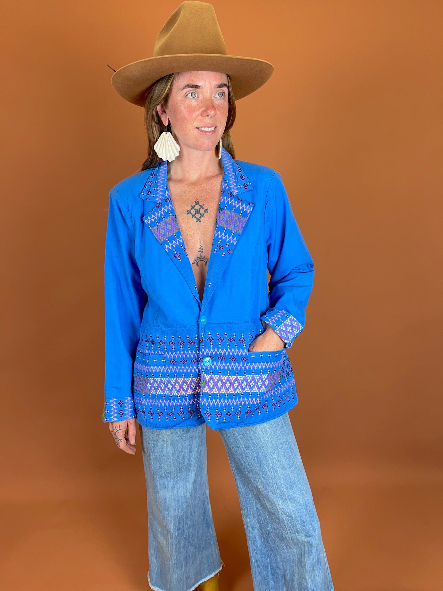 VINTAGE 80's Embroidered Blazer 14