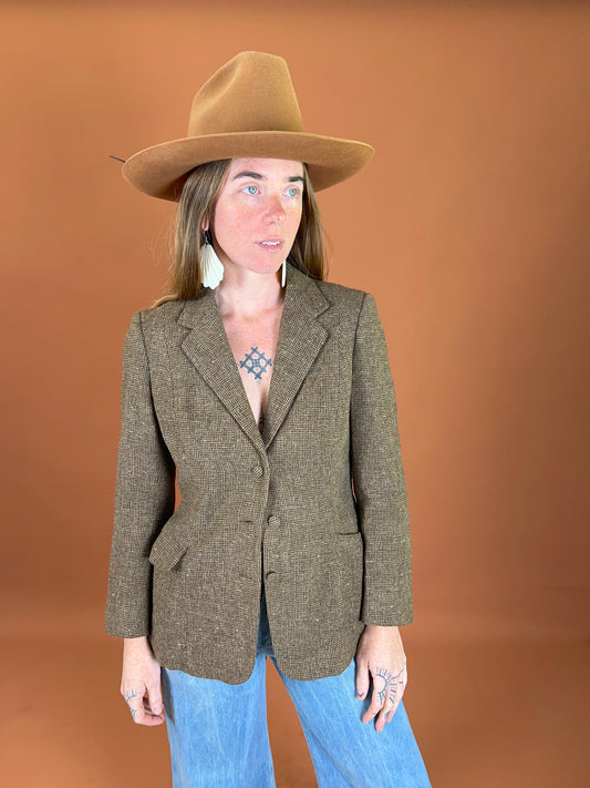 VINTAGE 70's Tweed Suit Jacket 8-10