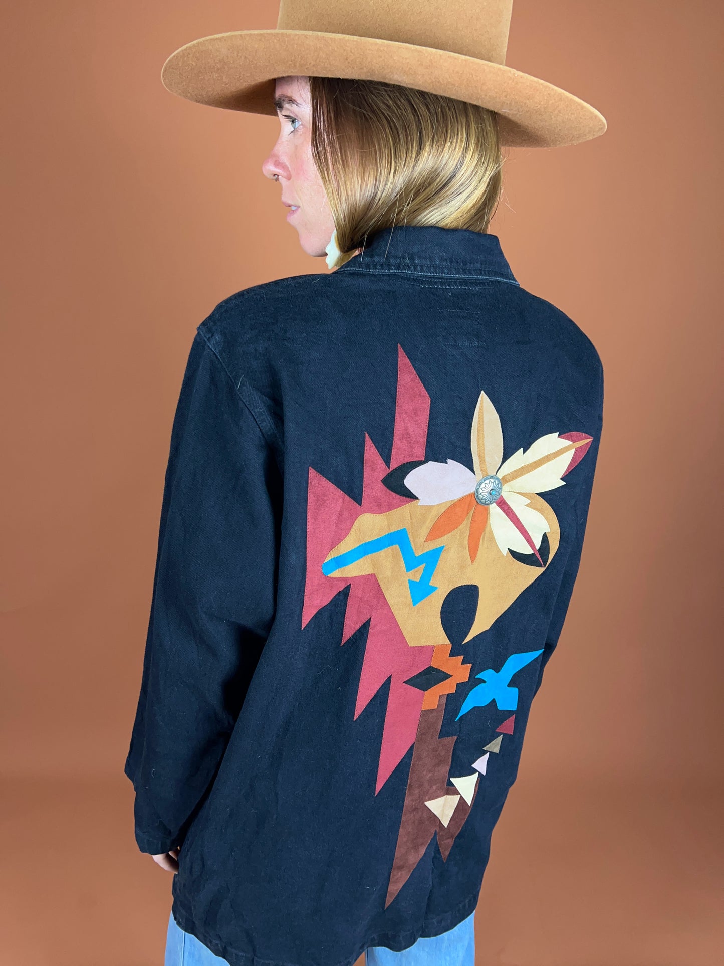 VINTAGE 70's Denim + Leather Jacket 14