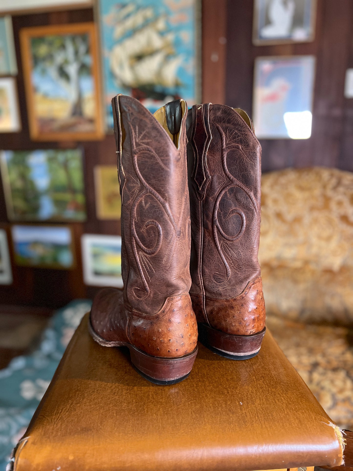 VINTAGE 90's Leather Cowboy Boots 9/39.5