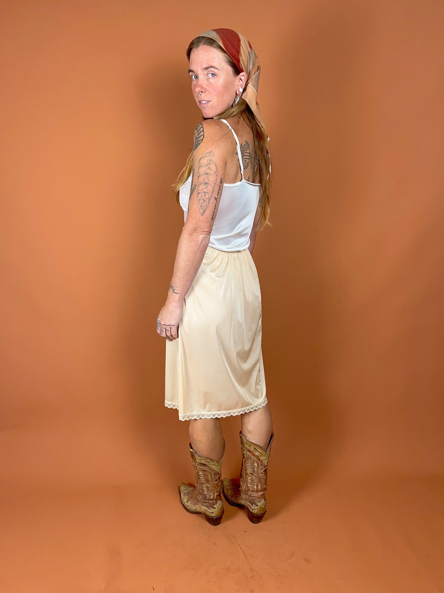 VTG 50's/60's Cream Petticoat Midi Skirt 6-14