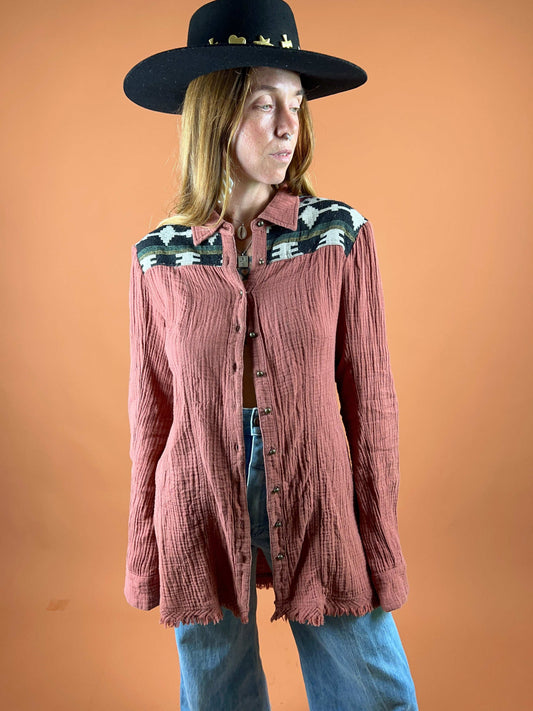 VTG 90’s Cotton Tapestry Shirt 10-12