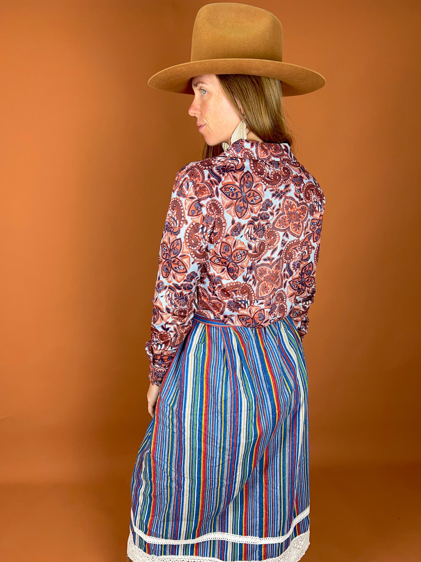 VINTAGE 70's Cotton Lace Skirt 6