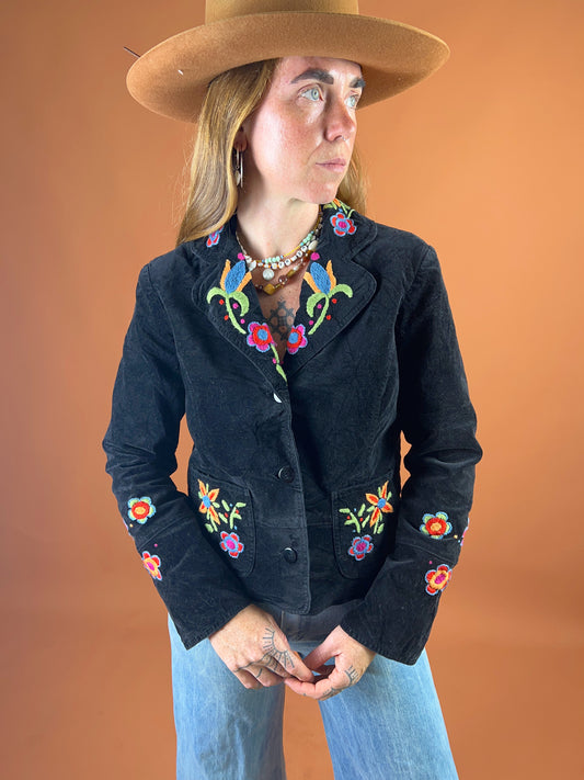 VINTAGE 80’s Velvet Embroidered Jacket 10