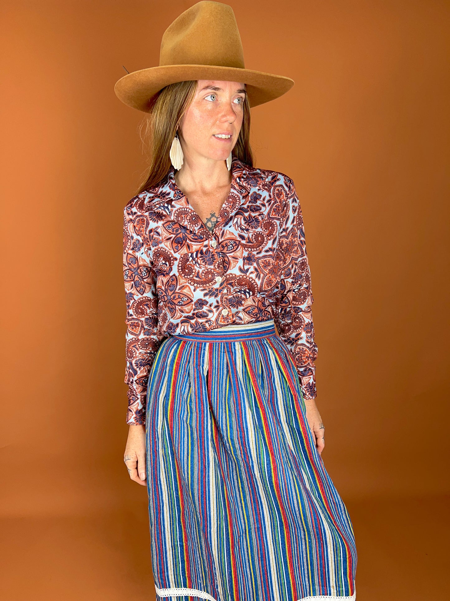 VINTAGE 70's Cotton Lace Skirt 6