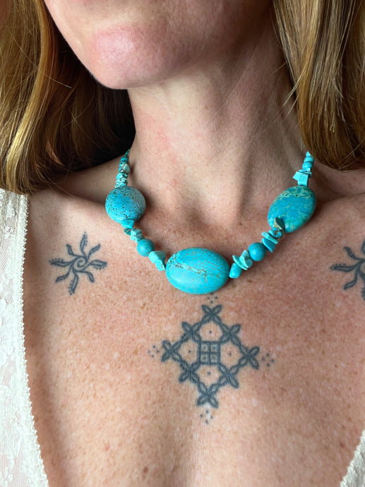 BEADED SUNRAYS Turquoise Stone, Gemstones Necklace