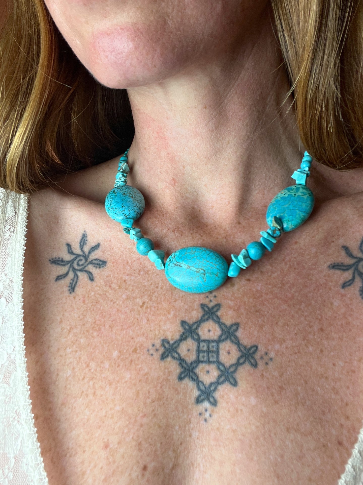 BEADED SUNRAYS Turquoise Stone, Gemstones Necklace